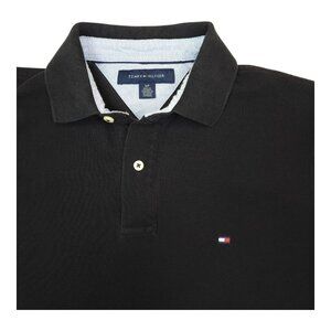Tommy Hilfiger Mens Long Sleeve Polo Shirt Size Small Black